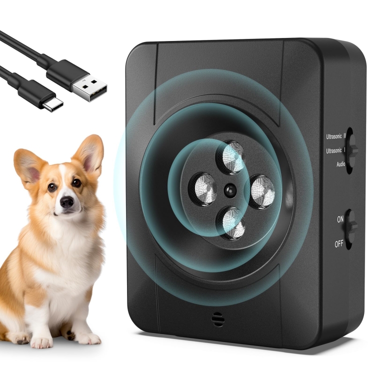 Anti Barking Device for Dogs With 4 Enhanced Ultrasonic Transmitter 3 Adjustable Levels - 4 Heads