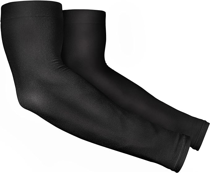 Tough Outdoors Sun Protection Sleeves - UV Arm Sleeves for Men and Women - Golf Cooling Arm Sleeves - Baseball Sun Sleeves - Black