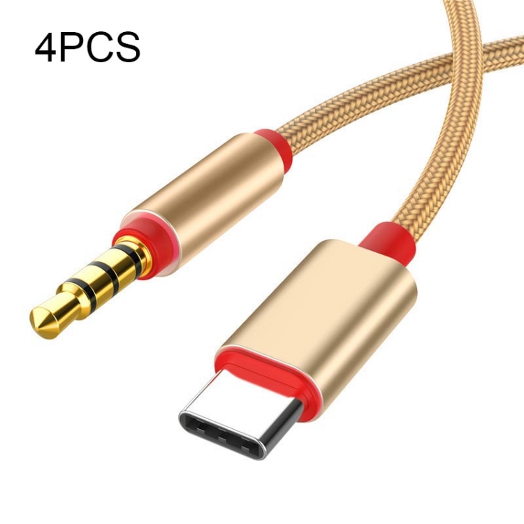 4 PCS 3.5mm To Type-C Audio Cable Microphone Recording Adapter Cable Mobile Phone Live Sound Card Cable