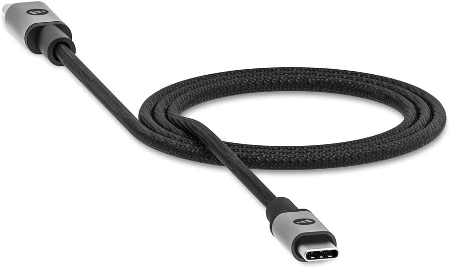 Mophie USB-C to USB-C Braided Type C for Fast Charge & Data Sync Charging Cable (1m, Black)