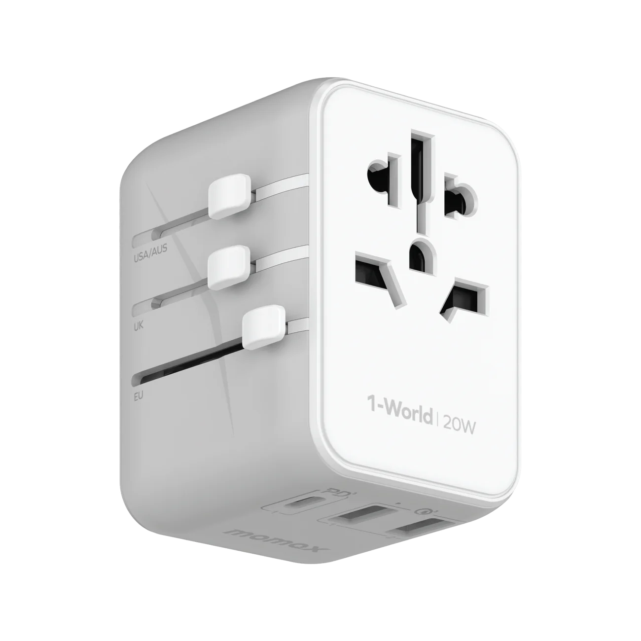 Momax 1-World 3-Port Travel Charger 20W - White