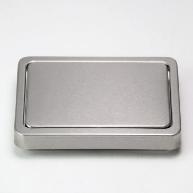 Embedded Type Stainless Steel Swing Cover Flip Kitchen Countertop Trash Can Lid Cap - Square 16.2x22.7cm