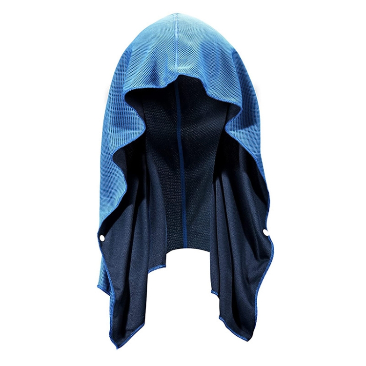U Shape Cold Feeling Hooded Towel Beach Camping Fitness Sun Protection Quick Drying Sports Cooling Headband - Sky Blue