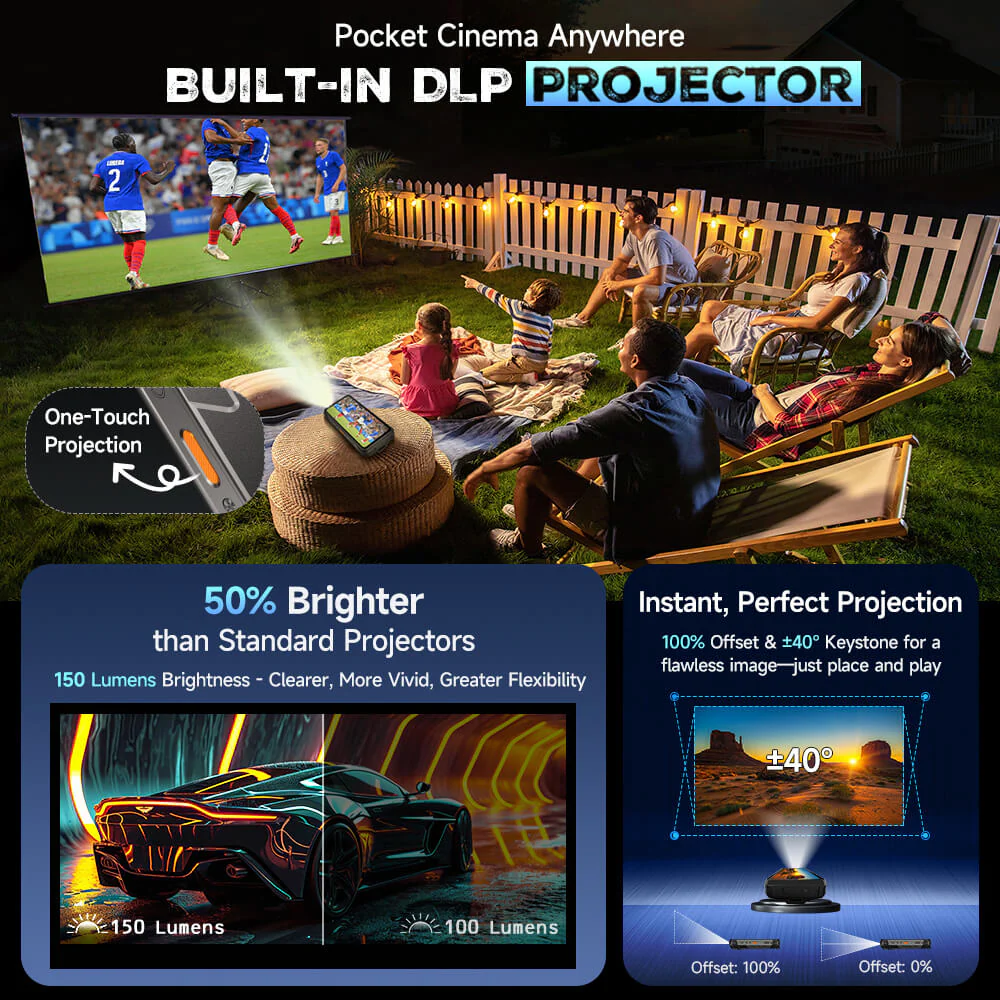 Ulefone Armor 34 Pro 5G AI Rugged Phone 25500mAh Up to 32GB+512GB Built-in Projector 120Hz 6.95" NFC Smartphone
