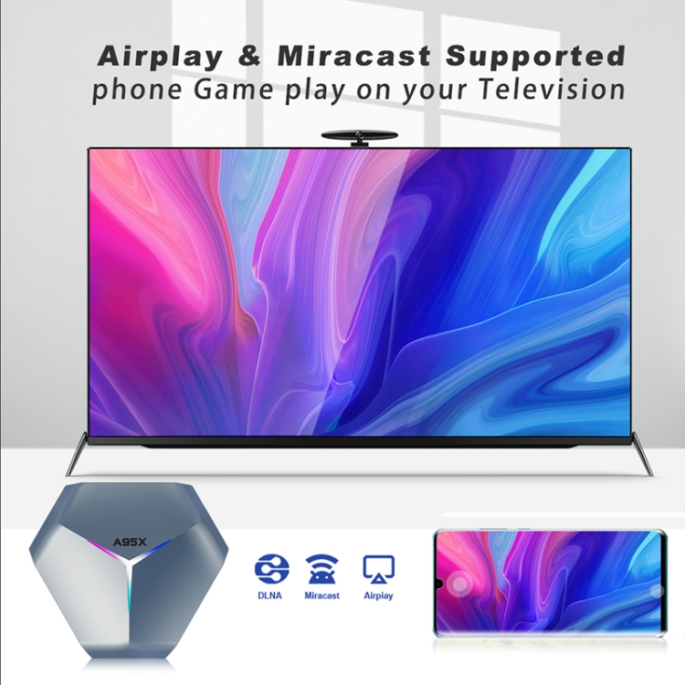A95X F4 8K UHD Smart TV BOX Android 10.0 Media Player with Remote Control, Amlogic S905X4 Quad Core Cortex-A55 up to 2.0GHz, RAM: 4GB, ROM: 128GB, 2.4GHz/5GHz WiFi, Bluetooth, UK Plug(Metallic Blue)