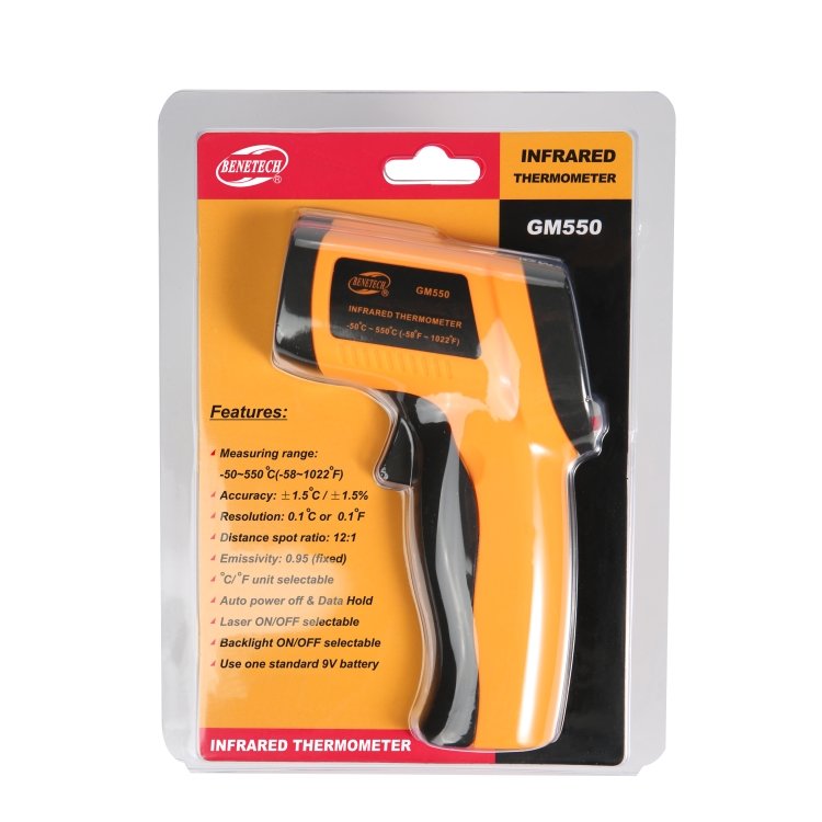 GM550 Infrared Thermometer, Temperature Range: -50 – 550 Degrees Celsius