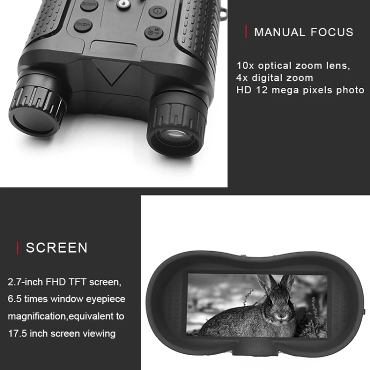 Head-Mounted Night Vision Device Binocular Digital 2.7 Inch Screen Outdoor Infrared Night Vision Telescope