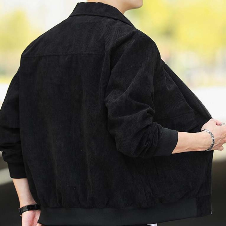 Autumn and Winter Casual Jacket Vintage Corduroy Lapel Coat - Green